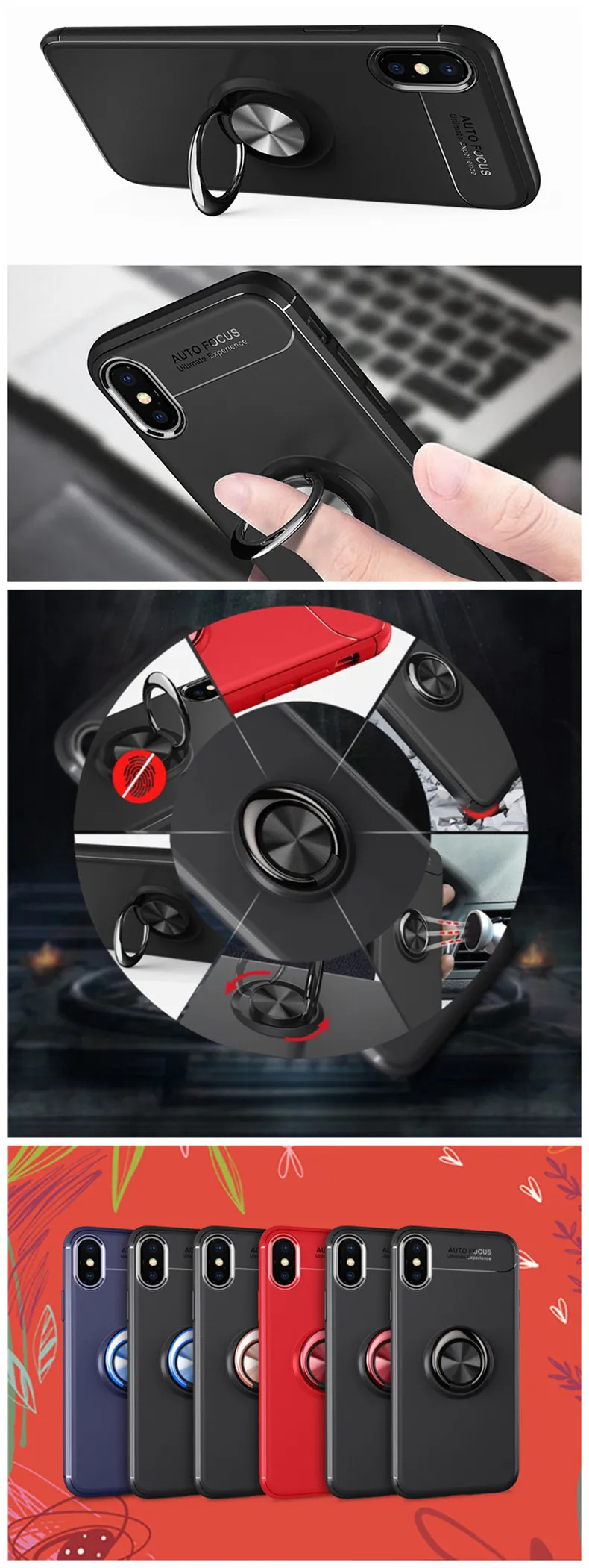 Magnetic Car Mount Hidden Kickstand Phone Case For iPhone Xs XsMax, Shockproof Back Cover Case For iPhone X Mobile Accessories