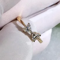 

Luxury Female Ladies Crystal Bowknot Ring Cute Rose Gold Color Wedding Rings For Women Fashion Small Finger Ring
