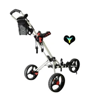 

Golf Push Cart Swivel Foldable 3 Wheels Pull Cart Golf Trolley with Umbrella Stand Golf Cart
