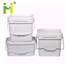 3 liter clear plastic rectangular bucket with metal handle
