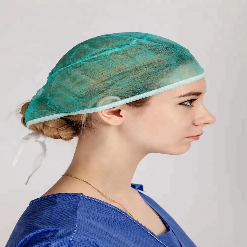 medical disposable blue mob cap head covers nurse bouffant caps