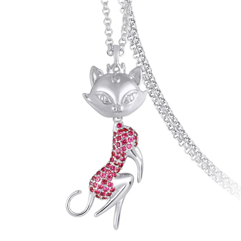 

90022 xuping fox shape jewellery pendant necklace, lovely young girls fashion jewelry, white gold necklace, Rhodium color