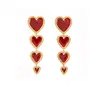 Vintage Enamel Fashion Four Heart Chain Red White Black Long Dangles For Women Lady's Vintage Statement Earring Gold Earring