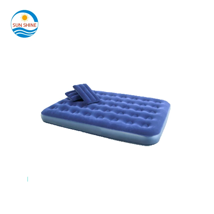 European Style Outdoor Travel Double PVC Airbed inflatable camping mattress with pillow