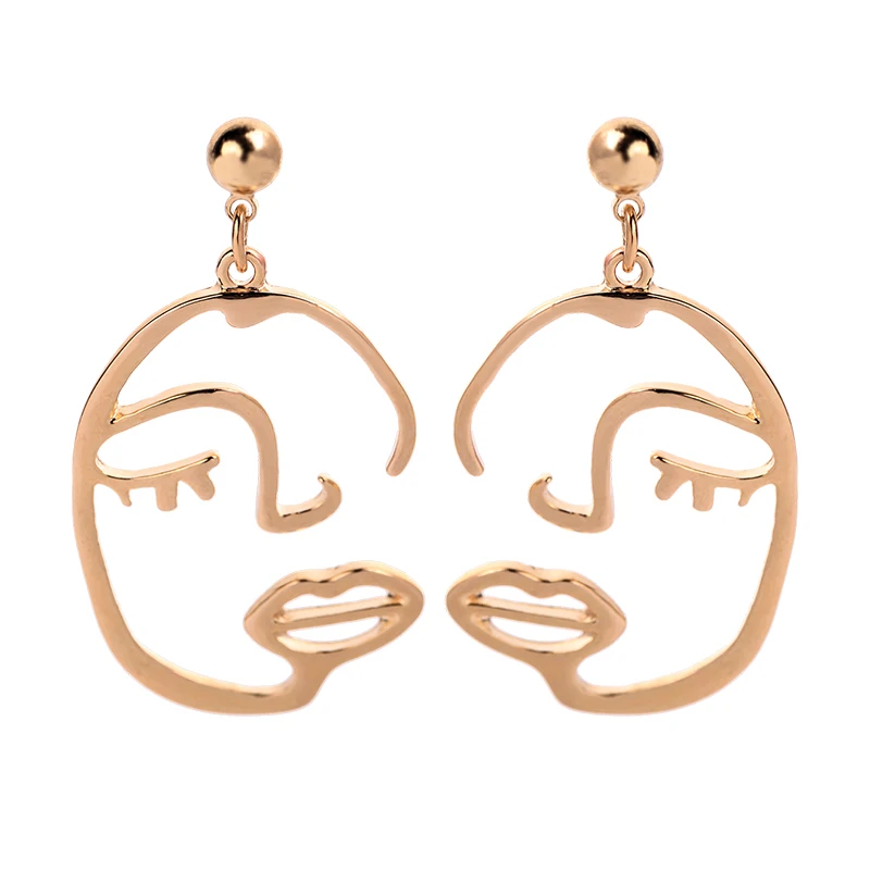

ed02050d Custom Trends Fashion Accessorize Designs OOTD Wholesale Fashion Gold Plated Face Earrings Jewelry