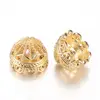 PandaHall Alloy Bead Cap Rhinestone Setting Tassel Cap Bail Lead Free Half Round Light Gold Fit for 1mm rhinestone