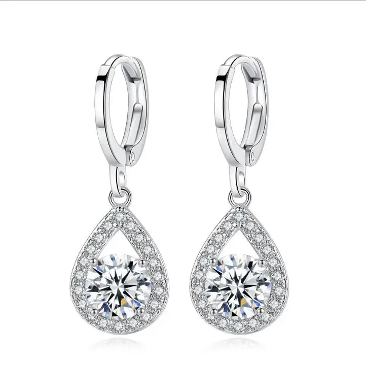 

Fashion drop earring full CZ crystal hoop earring