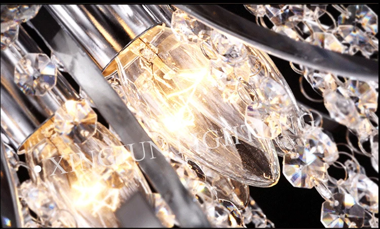 Decorating lighting romantic European LED Stainless Steel modern crystal pendant light metal  light vintage