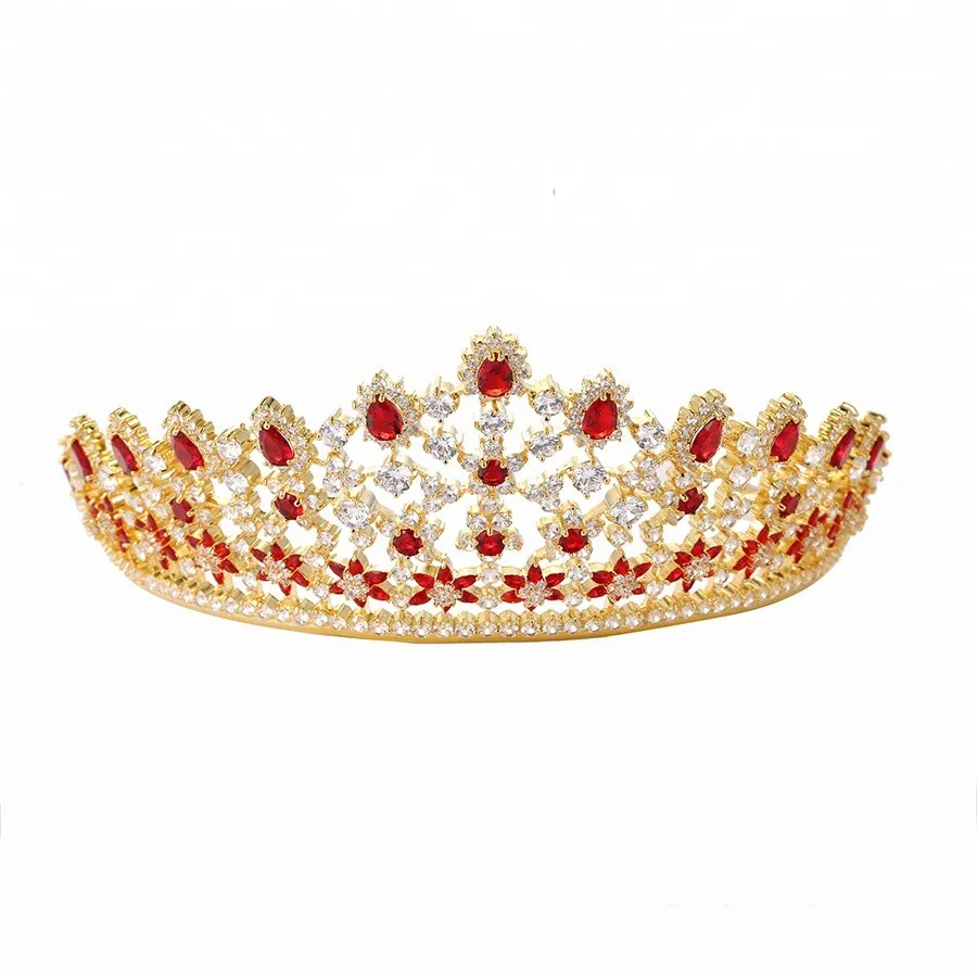 00165 Xuping Bridal Hair Crown Tiaras Dubai White Gold Color Fine
