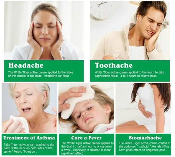 White Tiger Balm ointment for Headache Toothache Stomachache Pain Relief thai herbal balm Oil 20g Paste