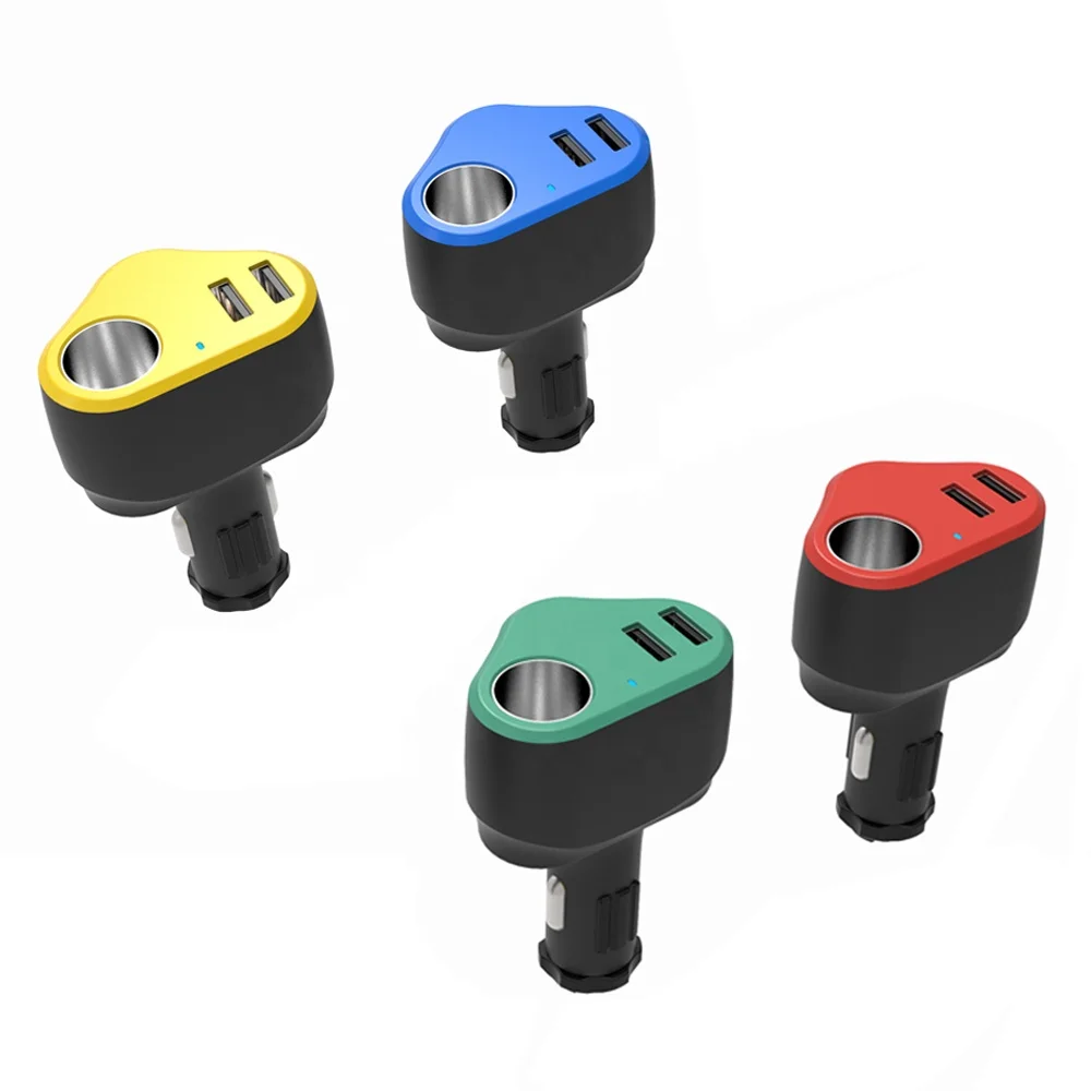 

trending products 2020 new arrivals classic bowling design dc 4.8A dual usb portable electric socket car charger, Black