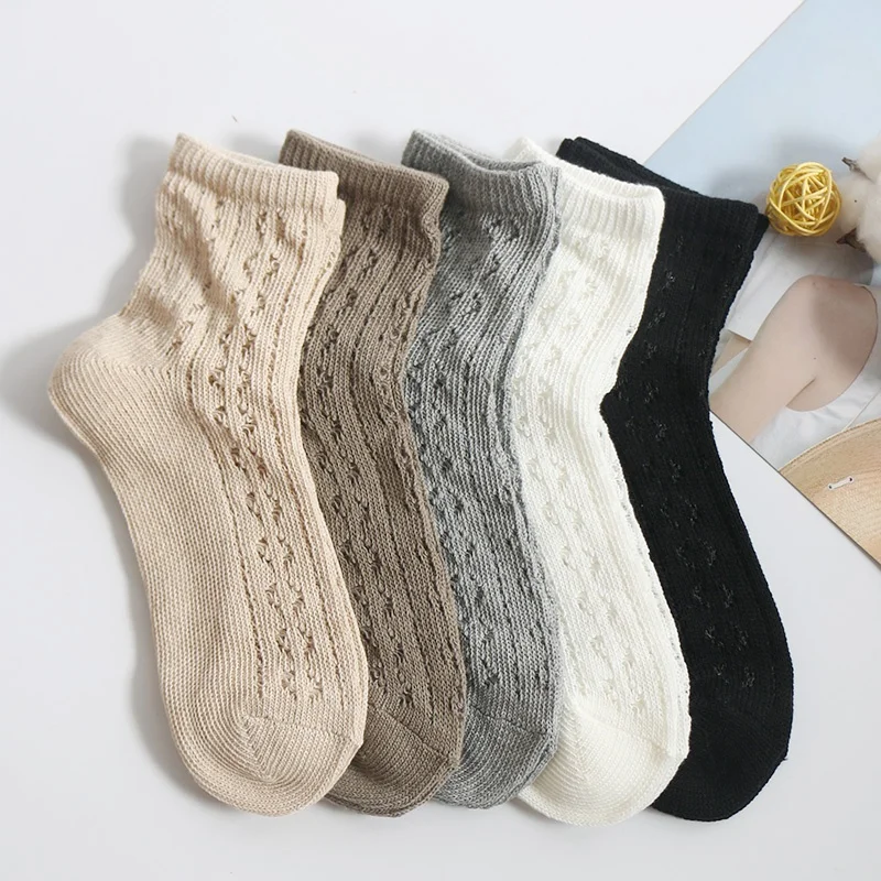 

In Stocks Comfortable Women Spring 84 N Hollow Out Low Cut Ankle Cotton Sock Lady Sock, White/black/beige/grey/brown