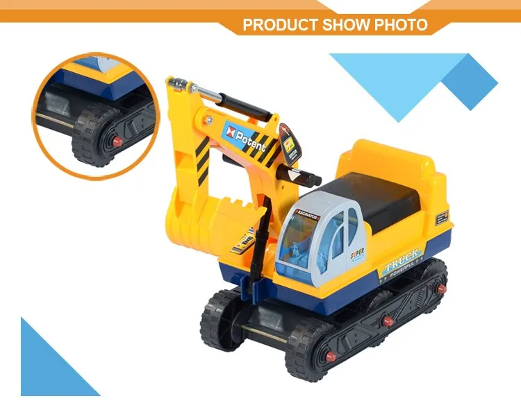 Ride On Excavator Digger Scooter Pulling Cart Pretend Play Construction Truck 