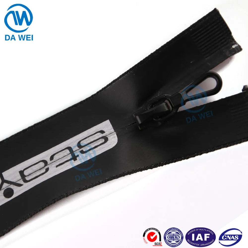 yiwu zipper factory airtight nylon waterproof finished zipper with custom printing