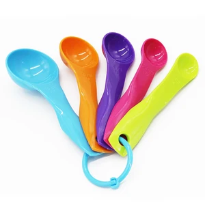 Image of Yiwu factory direct selling 5 pieces colorful suger coffee tea scoop spoons measuring sets with scale FDA PP plastic