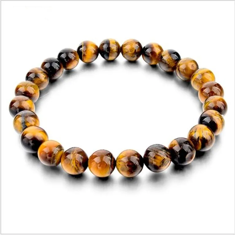 

2017 New Brand Tiger Eye Buddha Bangles Trendy Natural Stone Stretched Bead Bracelet, As picture