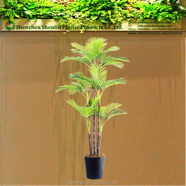decorative mini plastic silk plants artificial bamboo palm tree
