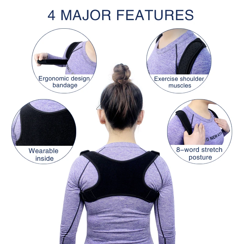 

Amazon Top Posture Corrector posture correction belt shoulder back brace posture corrective brace, Black