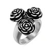 High-Quality Creative Three Rose Flower Ring Personalized Fashion Wind Polished Titanium Steel Men Ring Jewelry