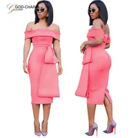 

*GC-86971139 2020 new arrivals Wholesale African Lady Office Good quality in-stock Wear Off Shoulder Sexy Midi Pencil Dress