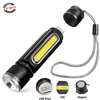 Mini Handheld USB Rechargeable Tactical Built-in COB Side Light and Magnet Brightest with XML-T6 LED Flashlight