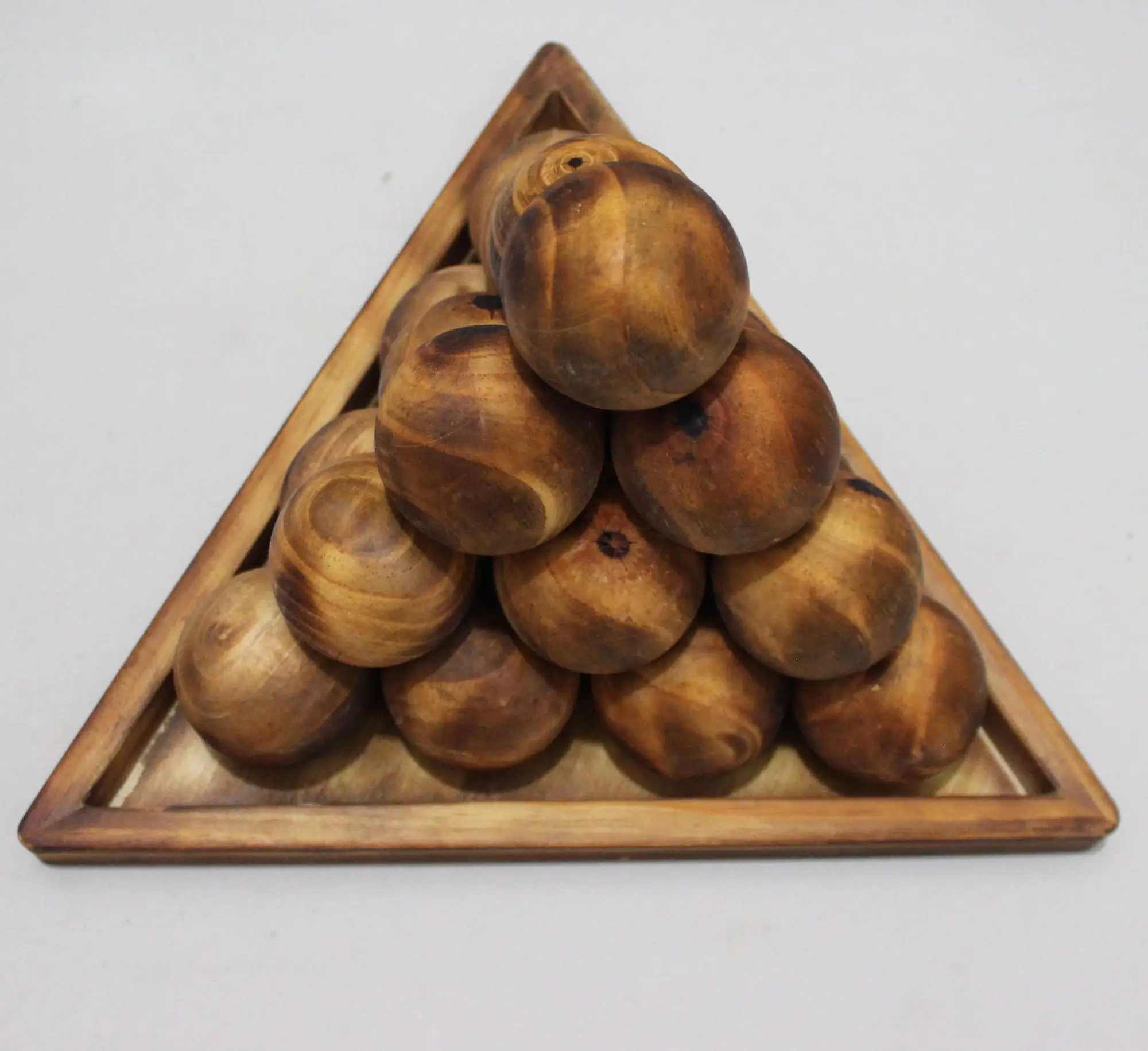 Vintage Brain Teaser Game Wooden Ball Pyramid Puzzle Game For Outdoor