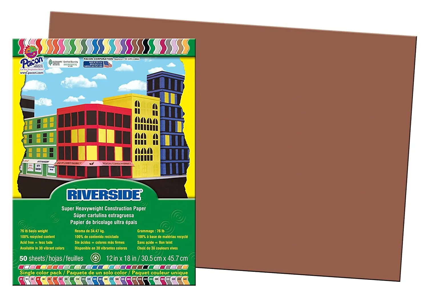 12in Riverside Paper Groundwood Construction Paper Dark Brown x 18in