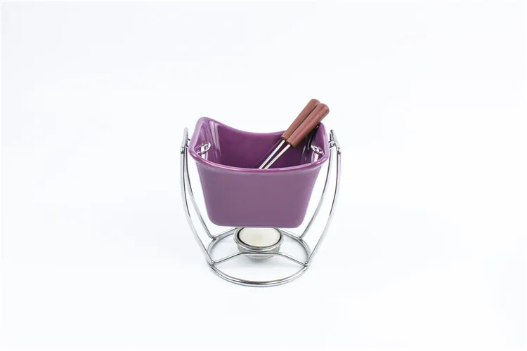 Durable outdoor take away small ceramic mini cheap chocolate fondue set with candle