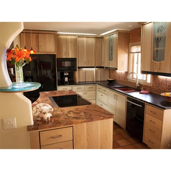 China Factory Hanging Type Modular Pecan Wood Kitchen ...