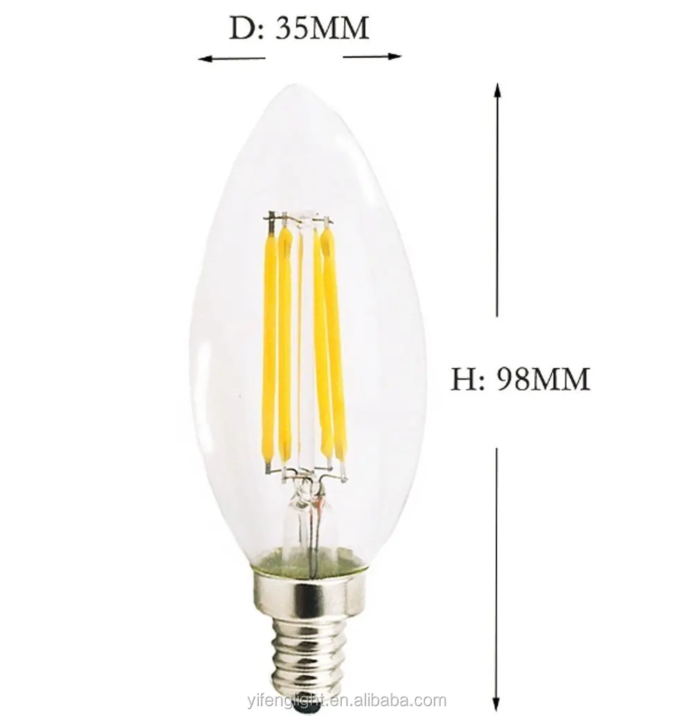 
Manufacturers selling C35 c35T LED bulb 4W energy-saving hotel cafe chandeliers decorative LED filament lamp led candle light 