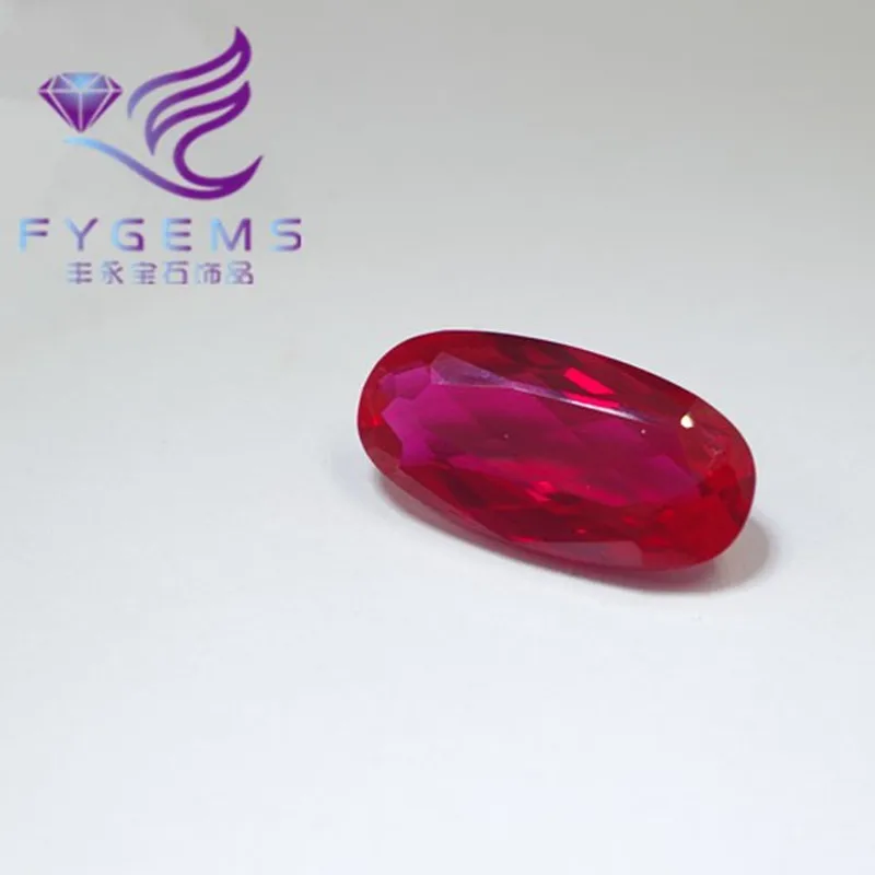 Wholesale Oval Cut Synthetic Ruby Corundum Imitated Natural Cutting Gemstone