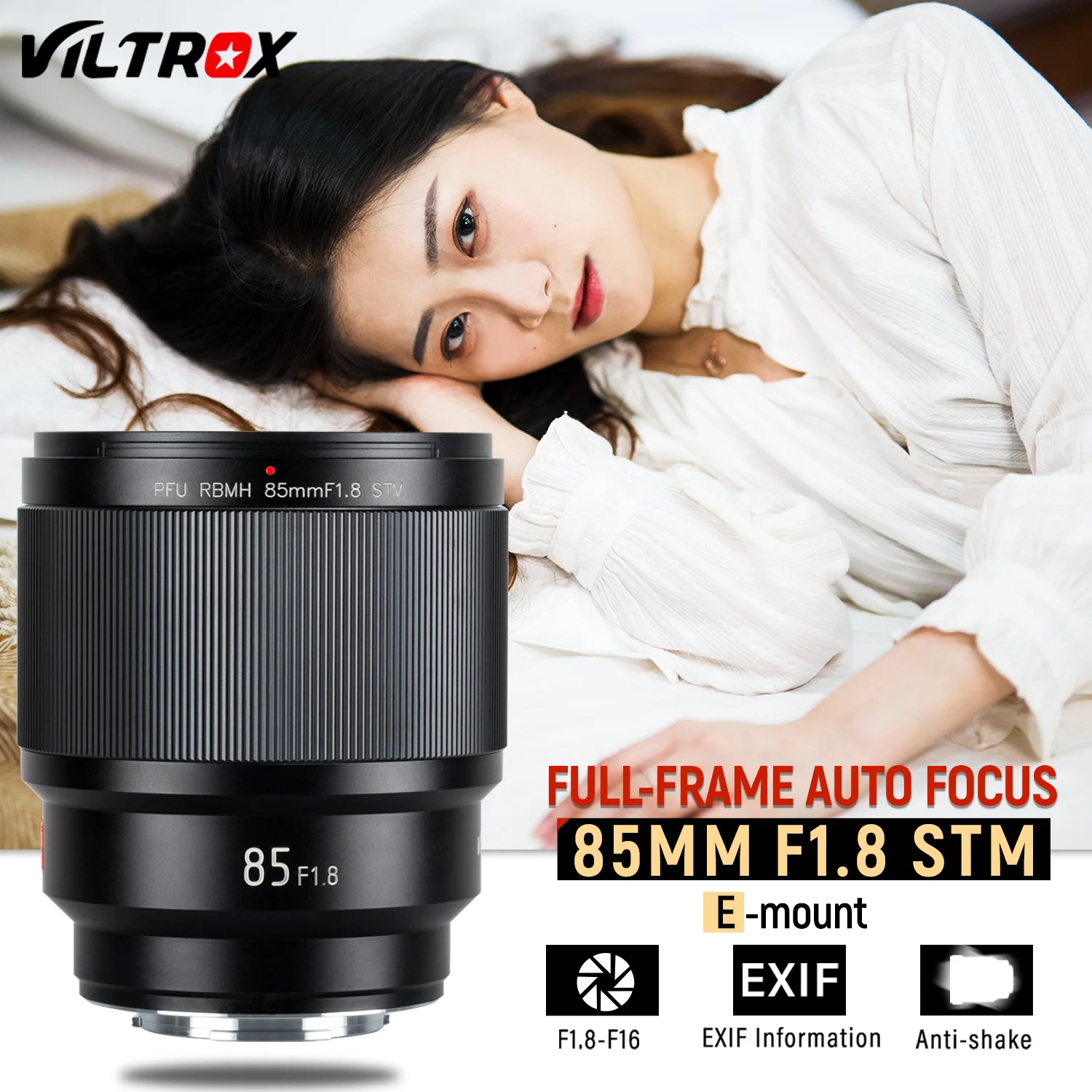 Viltrox 85mm F1.8 Stm Full-frame Sony E-mount Camera Lens Support Af