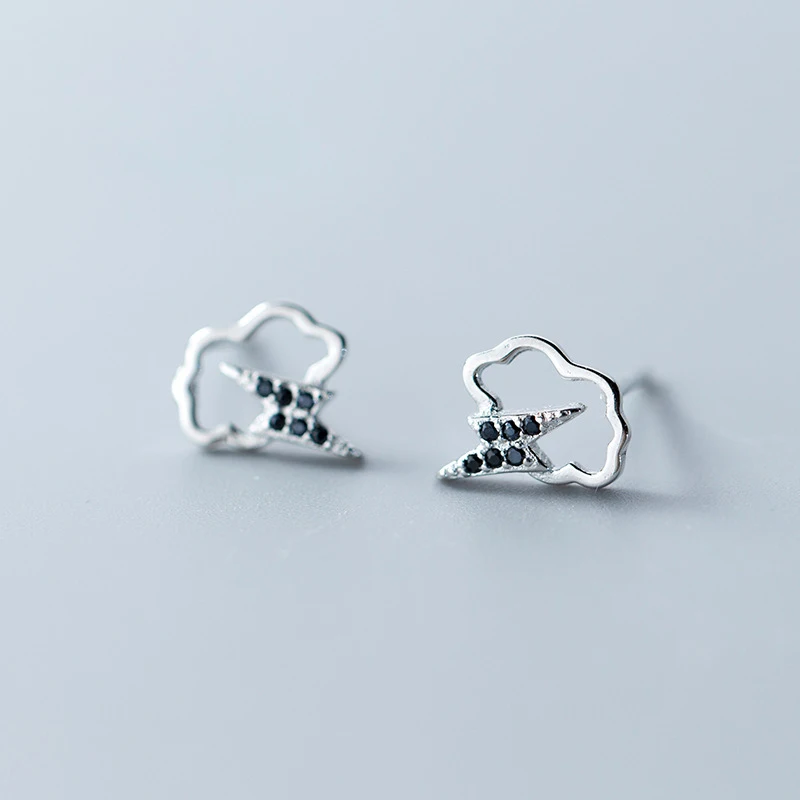 

Personalized Lightning Cloud Sterling Silver Stud Earrings Jewelry