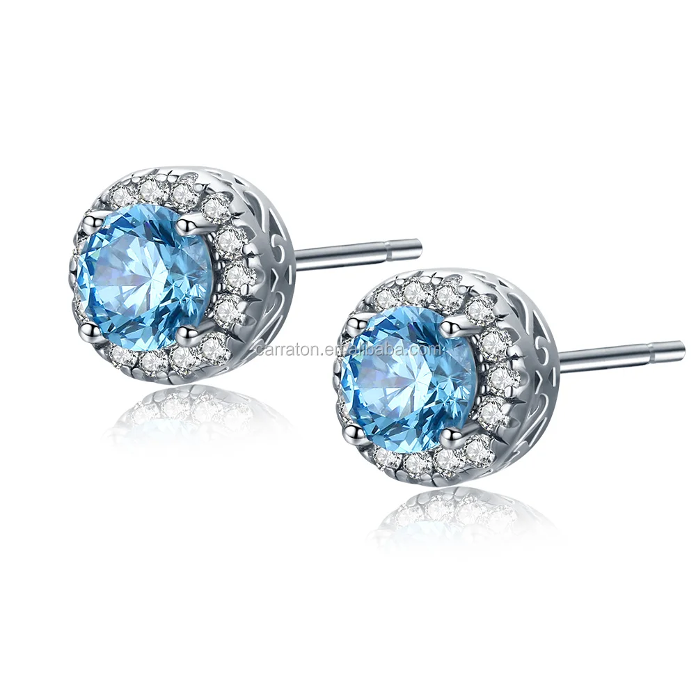

Sterling silver earrings round cut diamond earrings studs