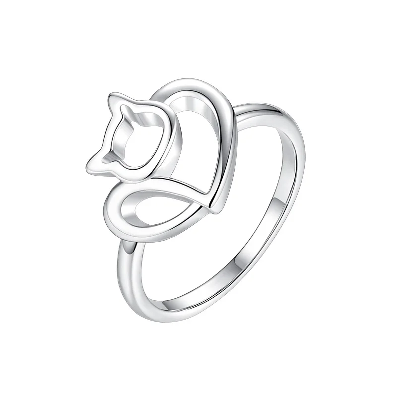 

Wholesale real 925 Sterling Silver Lovely Pet Cat Finger Ring & Naughty Little Cat Ring Jewelry For Woman Gift