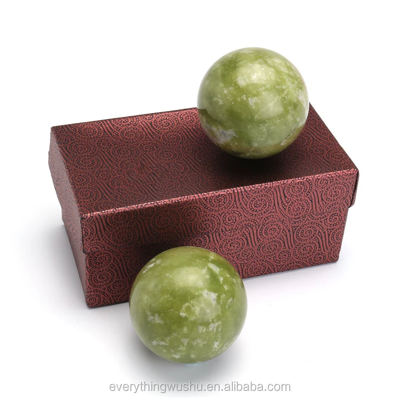 Chinese Health Exercise Stress Natural Jade Stone BAODING Balls Relaxation Relief Therapy Hand Care Tool