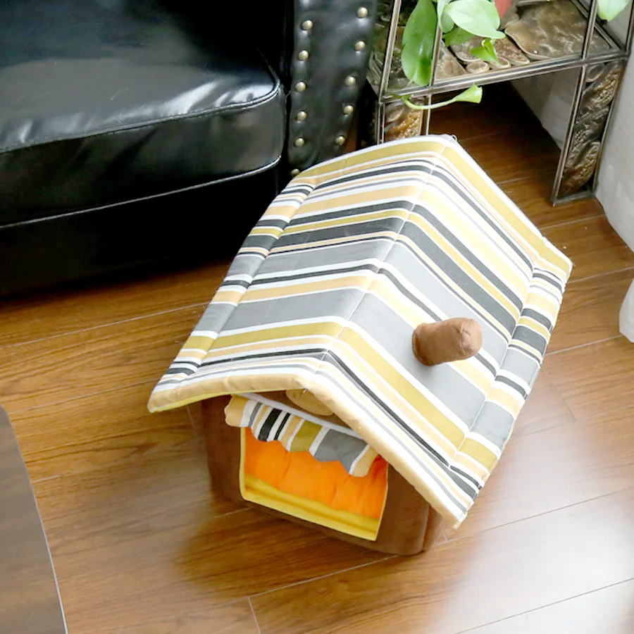 New Fashion Striped Removable Cover Mat Dog House Dog Beds For Small Medium Dogs Pet Products House Pet Beds for Cat