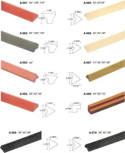 pool table cushion dimensions