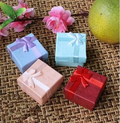 

Bow Cardboard Ring Box 4*4cm Packaging Gift Jewelry Box