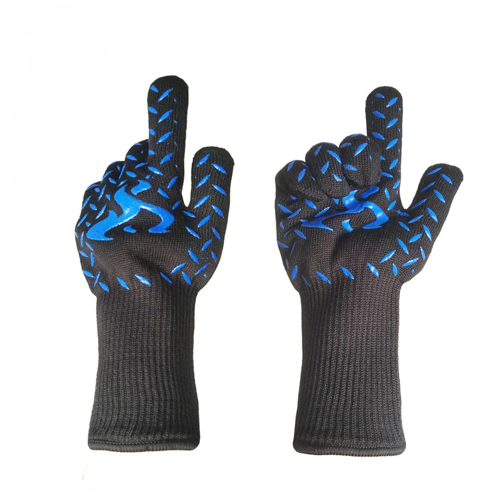 

BBQ Cooking Glove 932F Extreme Heat Resistant Cooking Grilling Baking Oven Gloves, Blue