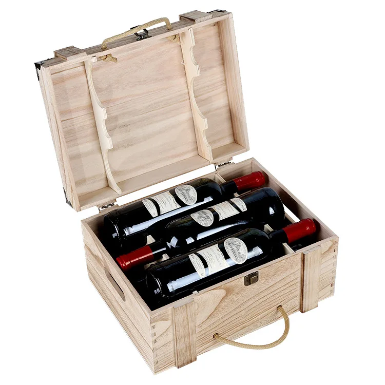 3 Bottle 6 Bottle Wooden Wine Box - Buy Wooden Crate Box,Wood Wine Box ...