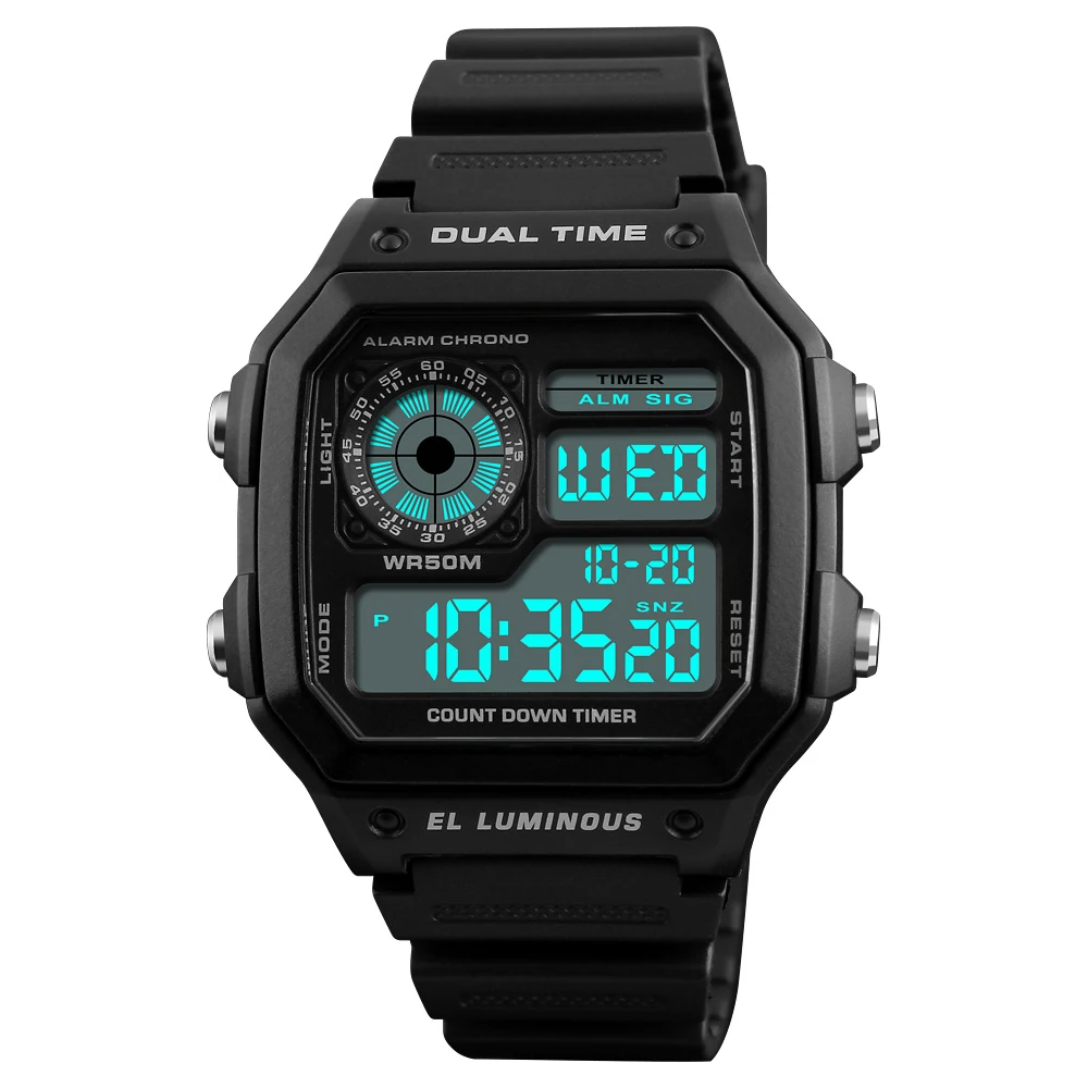 

Dual Time Function Fashion Wristwatch Plastic Colors Band Digital Sport Watch