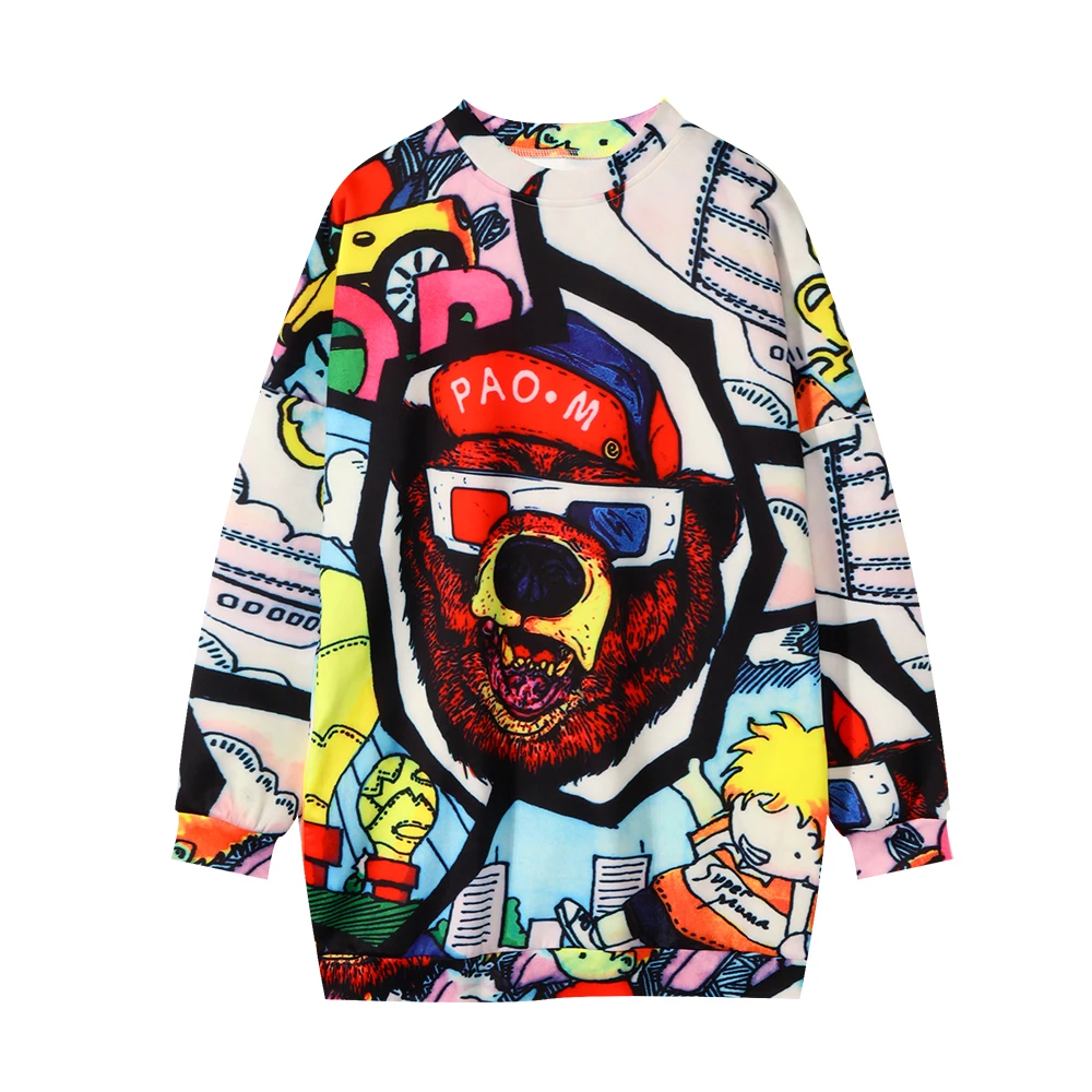 

Popular pullvcer sublimation printing longsleeve women oversized custom hoodie dress