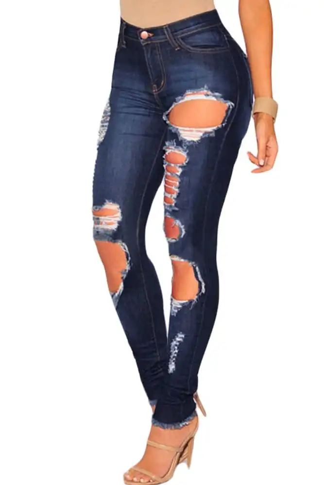 dark denim ripped jeans womens