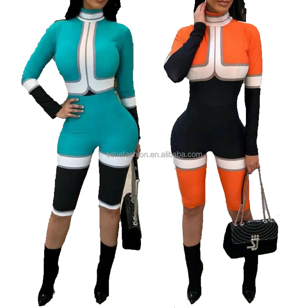

80409-MX35 High Quality African women high collar jumpsuits 2 colors hot sale sexy one piece rompers for women