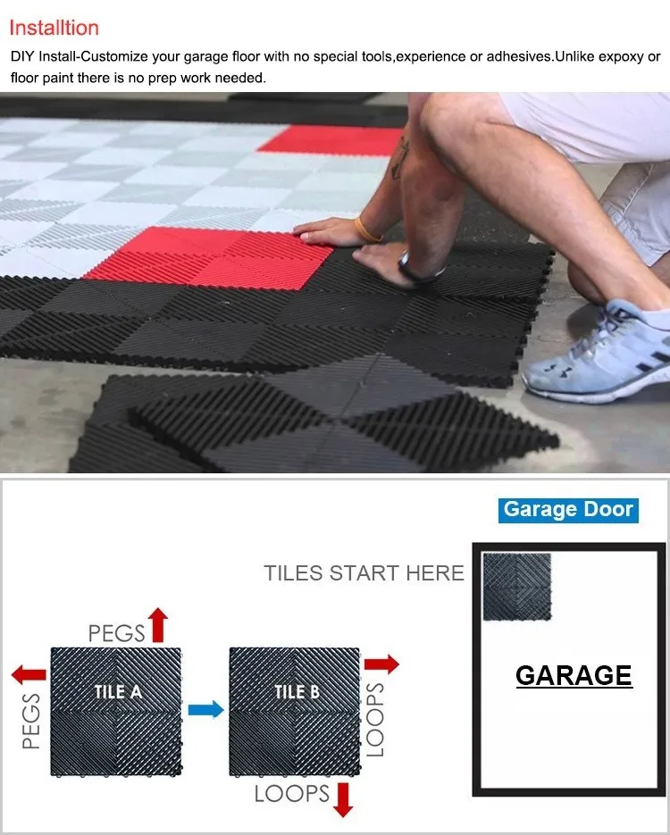 Waterproof Vinyl Tiles Garage Used Pp Plastic Interlocking Floor