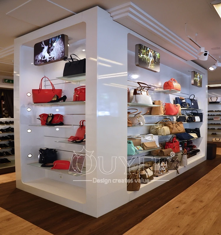 Modern Fashion Bag Store Fixtures Bag Wooden Handbag Display