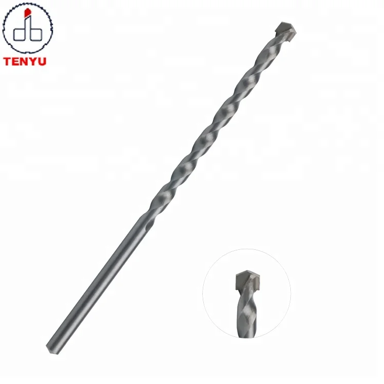 Extra Long Round Shank Sand Blasted R Flute Carbide Tipped Multifunctional Masonry Drill Bit For