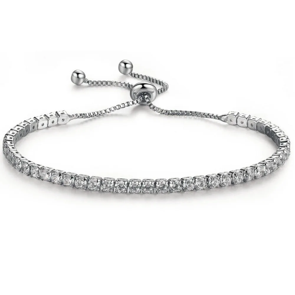 

Factory Supply Adjustable Chain Type Fashion Micro Inlay Zircon Bracelet, Silver
