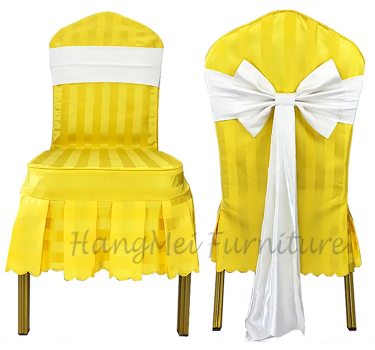 Weeding Banquet Custom Jacquard Plain Gold Pattern Stacking Protective High Cover Dining Room